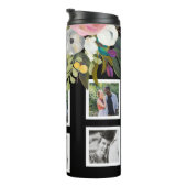 Gedrukte Florale Foto Collage Persoonlijke namen Thermosbeker (Geroteerd rechts)