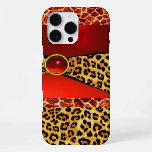 GEDRUKTE GIRAF LUIAARD HUID RODE ROBIJN EDELSTEEN iPhone HOESJE (Achterkant)