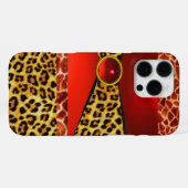 GEDRUKTE GIRAF LUIAARD HUID RODE ROBIJN EDELSTEEN iPhone HOESJE (Achterkant horizontaal)