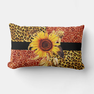 GEDRUKTE GIRAFFE, LEOPARD FUR EN SUNFLOWER KUSSEN