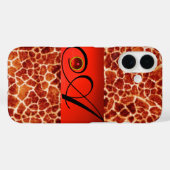 GEDRUKTE GIRAFFE RODE RUBY GEMSTONE MONOGRAM, Case-Mate iPhone CASE (Achterkant (horizontaal))
