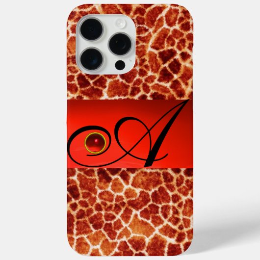 GEDRUKTE GIRAFFE RODE RUBY GEMSTONE MONOGRAM, Case-Mate iPhone CASE (Achterkant)