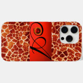 GEDRUKTE GIRAFFE RODE RUBY GEMSTONE MONOGRAM, Case-Mate iPhone CASE (Achterkant (horizontaal))
