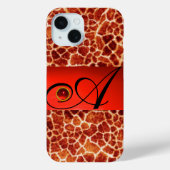 GEDRUKTE GIRAFFE RODE RUBY GEMSTONE MONOGRAM, Case-Mate iPhone CASE (Achterkant)