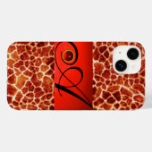 GEDRUKTE GIRAFFE RODE RUBY GEMSTONE MONOGRAM, Case-Mate iPhone CASE (Achterkant (horizontaal))