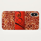 GEDRUKTE GIRAFFE RODE RUBY GEMSTONE MONOGRAM, Case-Mate iPhone CASE (Achterkant (horizontaal))