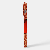 GEDRUKTE GIRAFFE RODE RUBY GEMSTONE MONOGRAM, iPhone HOESJE (Linkerkant)
