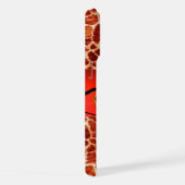 GEDRUKTE GIRAFFE RODE RUBY GEMSTONE MONOGRAM, iPhone HOESJE (Rechterkant)