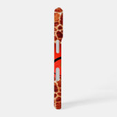 GEDRUKTE GIRAFFEHUID RODE ROBIJN EDELSTEEN MONOGRA iPhone 16 HOESJE (Rechterkant)