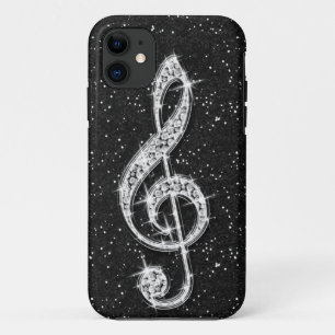 Gedrukte Glanzende Fonkelende Diamant Muzieknoot iPhone 11 Hoesje