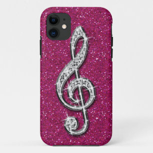 Gedrukte Glanzende Fonkelende Diamant Muzieknoot Case-Mate iPhone Case