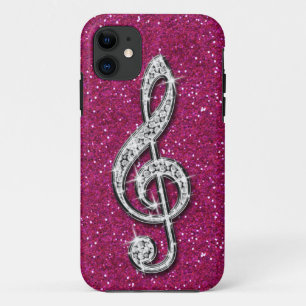 Gedrukte Glanzende Fonkelende Diamant Muzieknoot iPhone 11 Hoesje