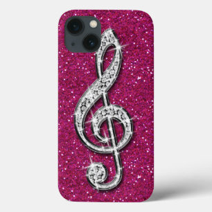 Gedrukte Glanzende Fonkelende Diamant Muzieknoot Case-Mate iPhone Case