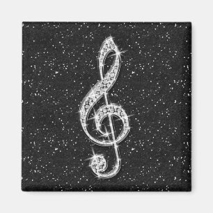 Gedrukte Glanzende Fonkelende Diamant Muzieknoot Magneet