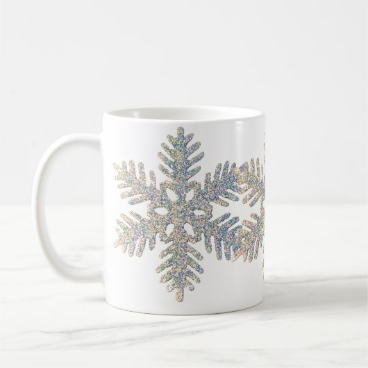 Gedrukte glitterspnowflake koffiemok (Links)