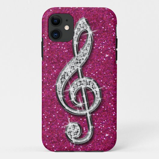 Gedrukte Glitzy Sparkly Diamond Music Note Case-Mate iPhone Case (Achterkant)