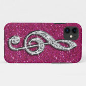 Gedrukte Glitzy Sparkly Diamond Music Note Case-Mate iPhone Case (Achterkant (horizontaal))