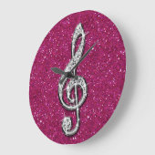 Gedrukte Glitzy Sparkly Diamond Music Note Grote Klok (Hoek)