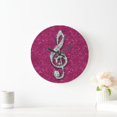 Gedrukte Glitzy Sparkly Diamond Music Note Grote Klok (Huis)