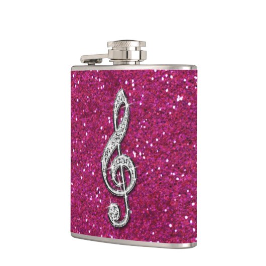 Gedrukte Glitzy Sparkly Diamond Music Note Heupfles (Links)