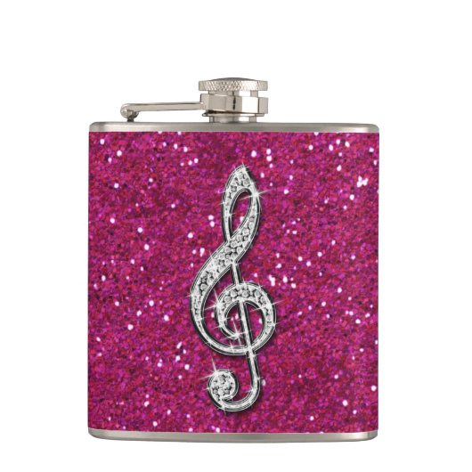 Gedrukte Glitzy Sparkly Diamond Music Note Heupfles (Voorkant)