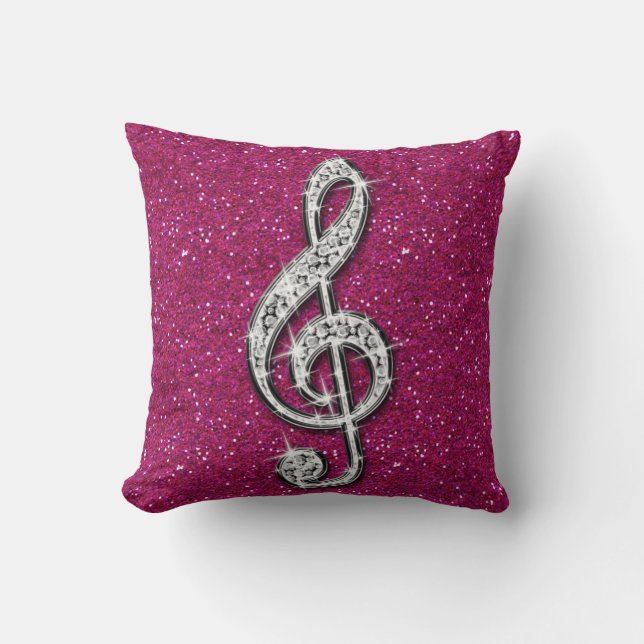 Gedrukte Glitzy Sparkly Diamond Music Note Kussen (Voorkant)