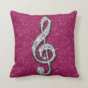 Gedrukte Glitzy Sparkly Diamond Music Note Kussen