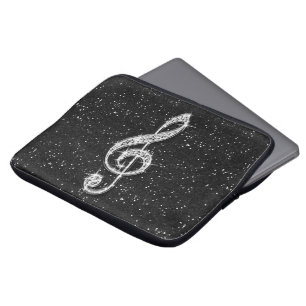 Gedrukte Glitzy Sparkly Diamond Music Note Laptop Sleeve