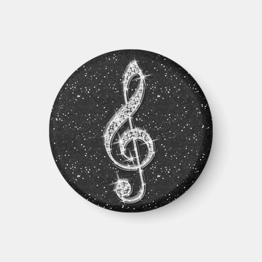 Gedrukte Glitzy Sparkly Diamond Music Note Magneet (Voorkant)