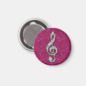 Gedrukte Glitzy Sparkly Diamond Music Note Magneet (Voorkant / Achterkant)