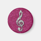 Gedrukte Glitzy Sparkly Diamond Music Note Magneet (Voorkant)