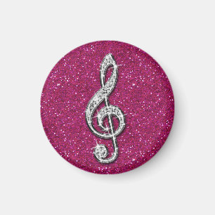 Gedrukte Glitzy Sparkly Diamond Music Note Magneet