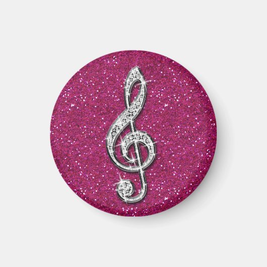 Gedrukte Glitzy Sparkly Diamond Music Note Magneet (Voorkant)