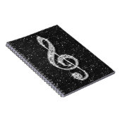 Gedrukte Glitzy Sparkly Diamond Music Note Notitieboek (Rechterzijde)