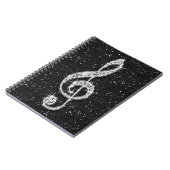Gedrukte Glitzy Sparkly Diamond Music Note Notitieboek (Linkerzijde)