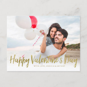 Gedrukte Gold Foil Valentijnsdag Foto Feestdagenkaart