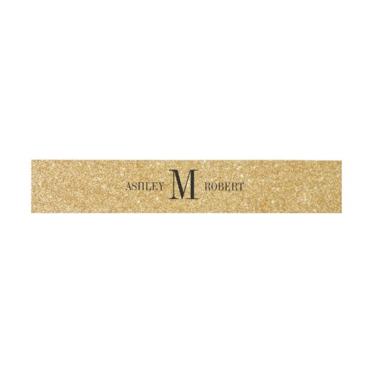 Gedrukte Gold Glitter Monogram Weddenschap Uitnodigingen Wikkel (Vlak)