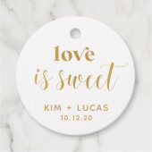 Gedrukte Gold Love is Sweet Wedding Bedankjes Labels (Voorkant)