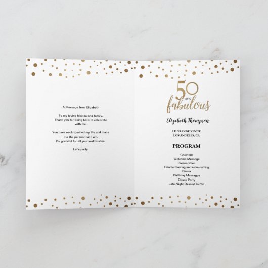 Gedrukte goudConfetti 50 en geweldige feestdag Programma (Binnen)