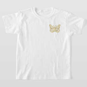 Gedrukte Gouden Geometrische Vlinder T-shirt