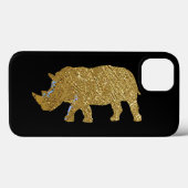 gedrukte gouden kleur neushoorn Case-Mate iPhone case (Achterkant (horizontaal))