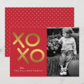 Gedrukte gouden XOXO Valentijnsdag Feestdagenkaart (Voorkant / Achterkant)