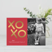 Gedrukte gouden XOXO Valentijnsdag Feestdagenkaart (Staand voorkant)