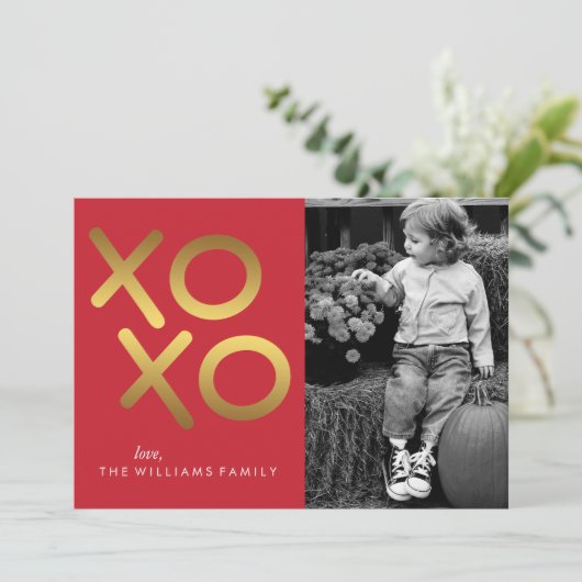Gedrukte gouden XOXO Valentijnsdag Feestdagenkaart (Staand voorkant)