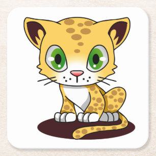 GEDRUKTE GREEN-EYED KITTEN OP EEN MAROON MAT KARTONNEN ONDERZETTERS