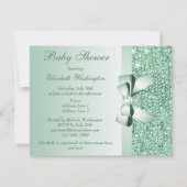 Gedrukte Groene Sequins, Bow & Diamond Baby shower Kaart (Achterkant)