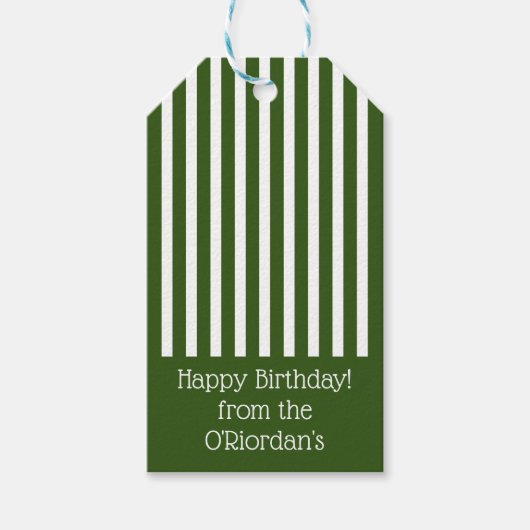 Gedrukte Happy Birthday White & Green Color #32551 Cadeaulabel (Voorkant)