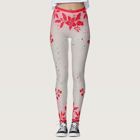 GEDRUKTE HOLLY-Leggings GRIJS EN ROOD Leggings (Voorkant)