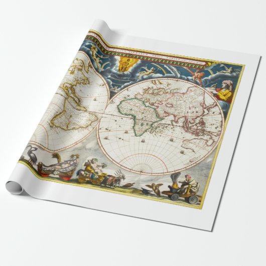 Gedrukte  kaart cadeaupapier (Uitgerold)