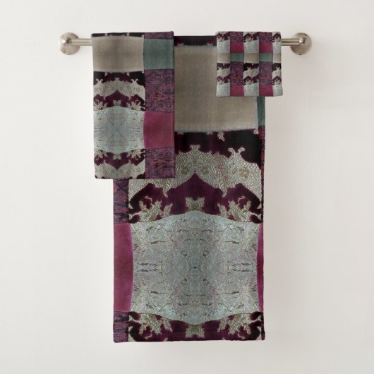Gedrukte kant en getextureerde zijde bad handdoek (Insitu)